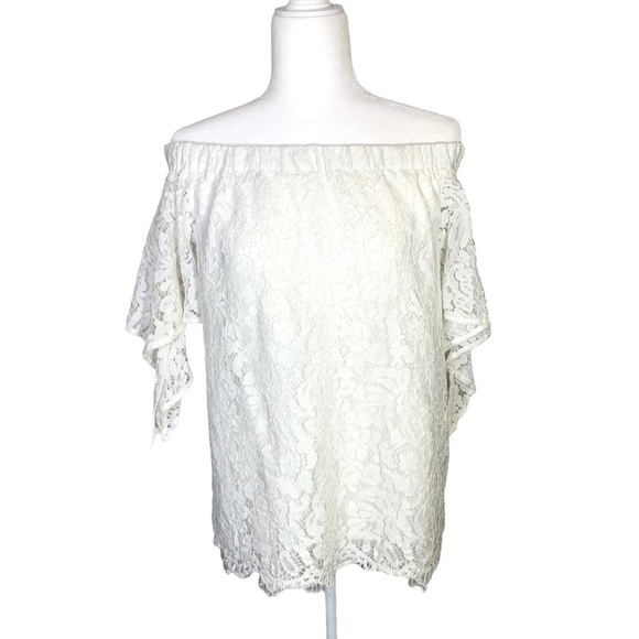 Lulu’s Ethereal View Ivory Lace Off Shoulder Top Medium - Picture 10 of 16